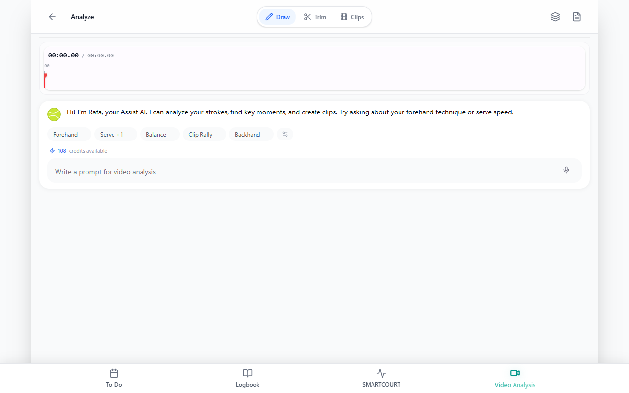 Video Analysis — player review workspace with timeline and tools